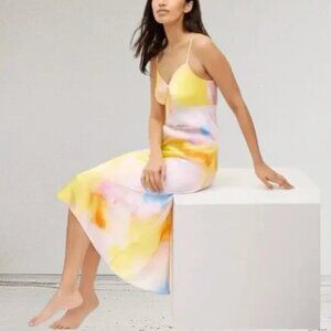 DVF Diane von Furstenberg Sunset Sleeveless Long Satin Sunset Slip Dress Medium